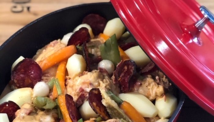 La Lotte au Chorizo, Poireaux au Kari Goss, Blanquette de Légumes d'Hiver